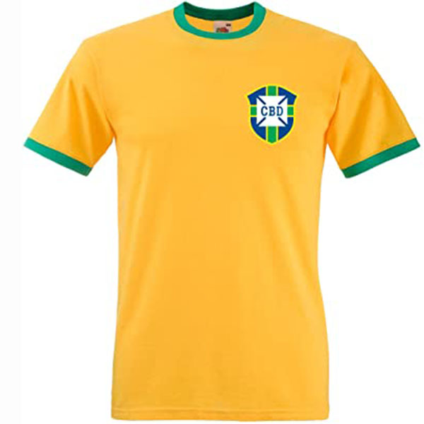 Brazil home retro jersey soccer uniform men's first football tops shirt 1970